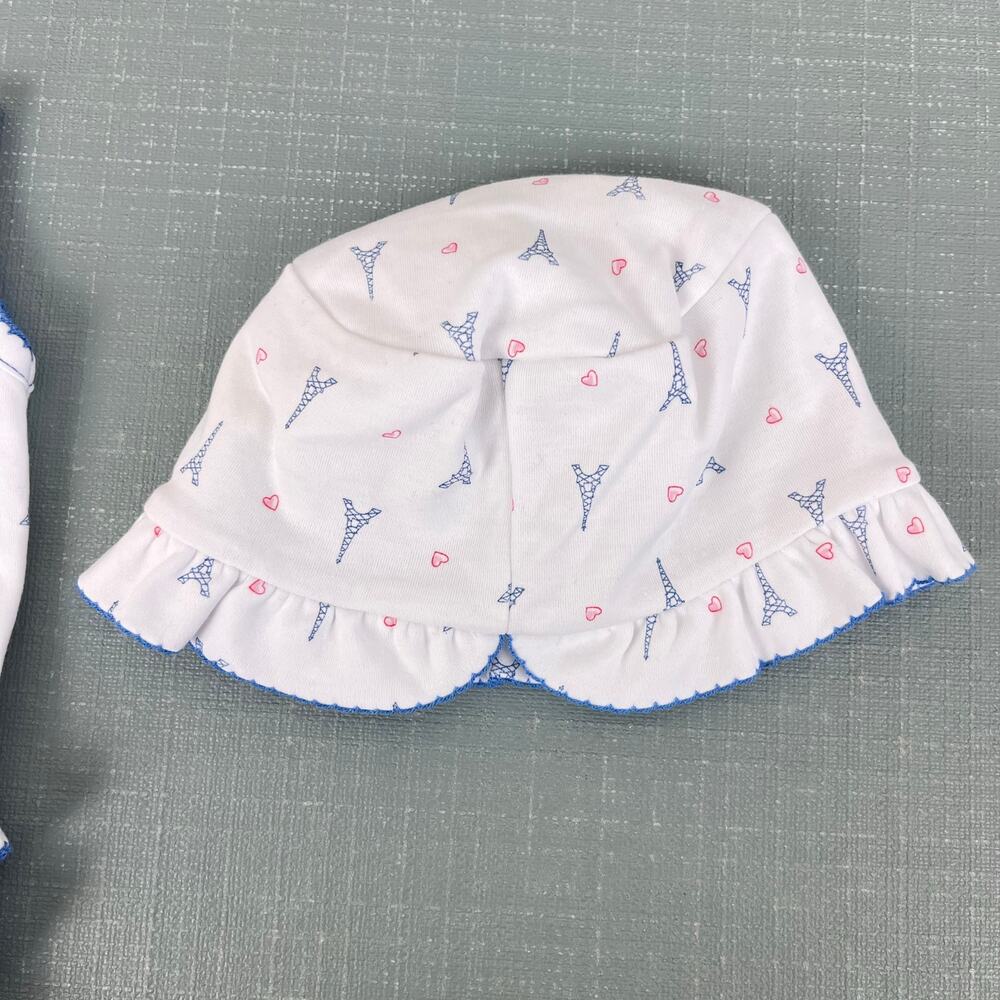 Magnolia Baby Ruffle Bubble Romper & Sun Hat Paris Print 6 Months - Picture 8 of 10